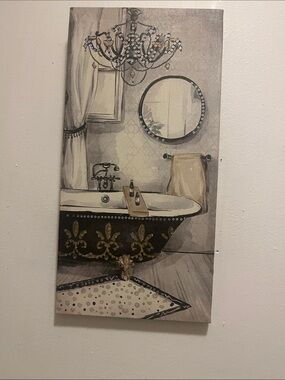 Chic Black & Gold Bathtub Wall Art Canvas